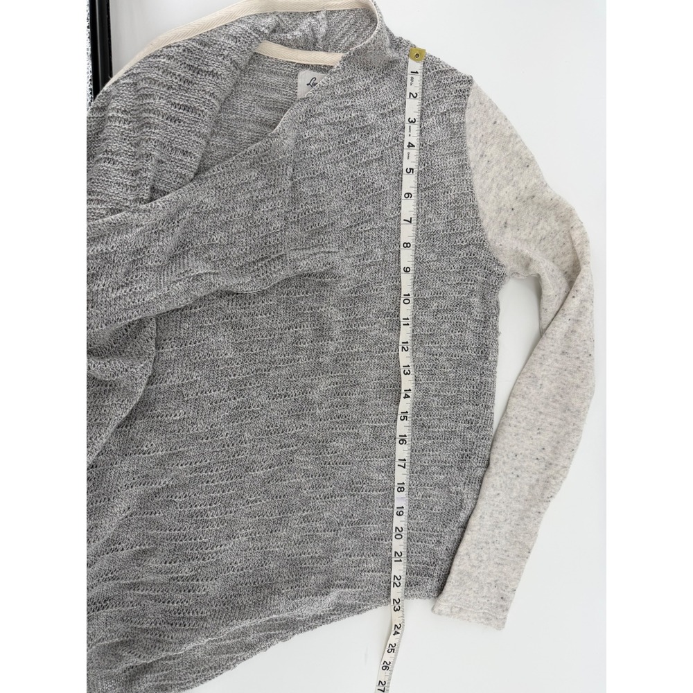 Lucky Lotus Lucky Brand Womens Small Grey Fringe Mixed Media Open Front Cardigan - Picture 4 of 8